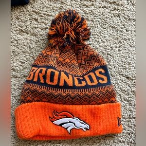 Denver Broncos Christmas puff ball beanie